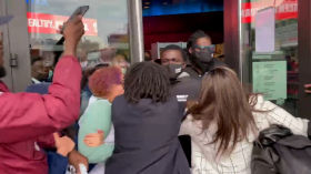 Anti-vaccine mandate protesters & BLM try storming Barclays Center by emy