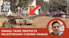 Israeli tank protects Palestinians fleeing Hamas by emy